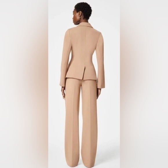 SPANX The Perfect Asymmetrical Tailored Blazer Ponte Toffee Tan Khaki Medium NWT - Picture 6 of 10